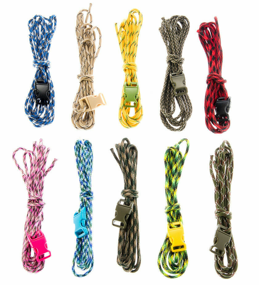 10 Piece Paracord 550 Survival Bracelet Kit 100ft Camo Design 7 Strand & Buckles