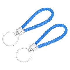 Braided Leather Keychains, Home PU Keys Ring Woven Decorating Acid Blue