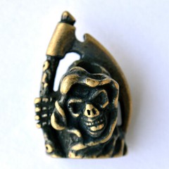 EDC Grim Reaper Brass Lanyard Bead Pendant Parachute Cord Knife Tool Zipper Pull