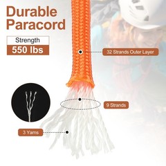 650 Paracord 49 Feet 4mm 9 Strand Parachutes Cord Spool Orange