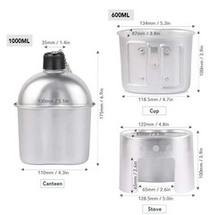 Aluminium Canteen Cook Set 1L | Cup, Stove & Carry Bag Australia