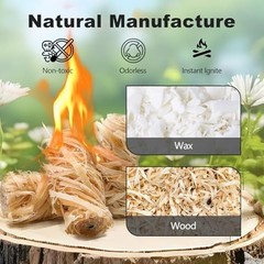 110 Pcs Natural Fire Starters for Fireplace, BBQ, Pizza Oven, Fire Pit & Grill