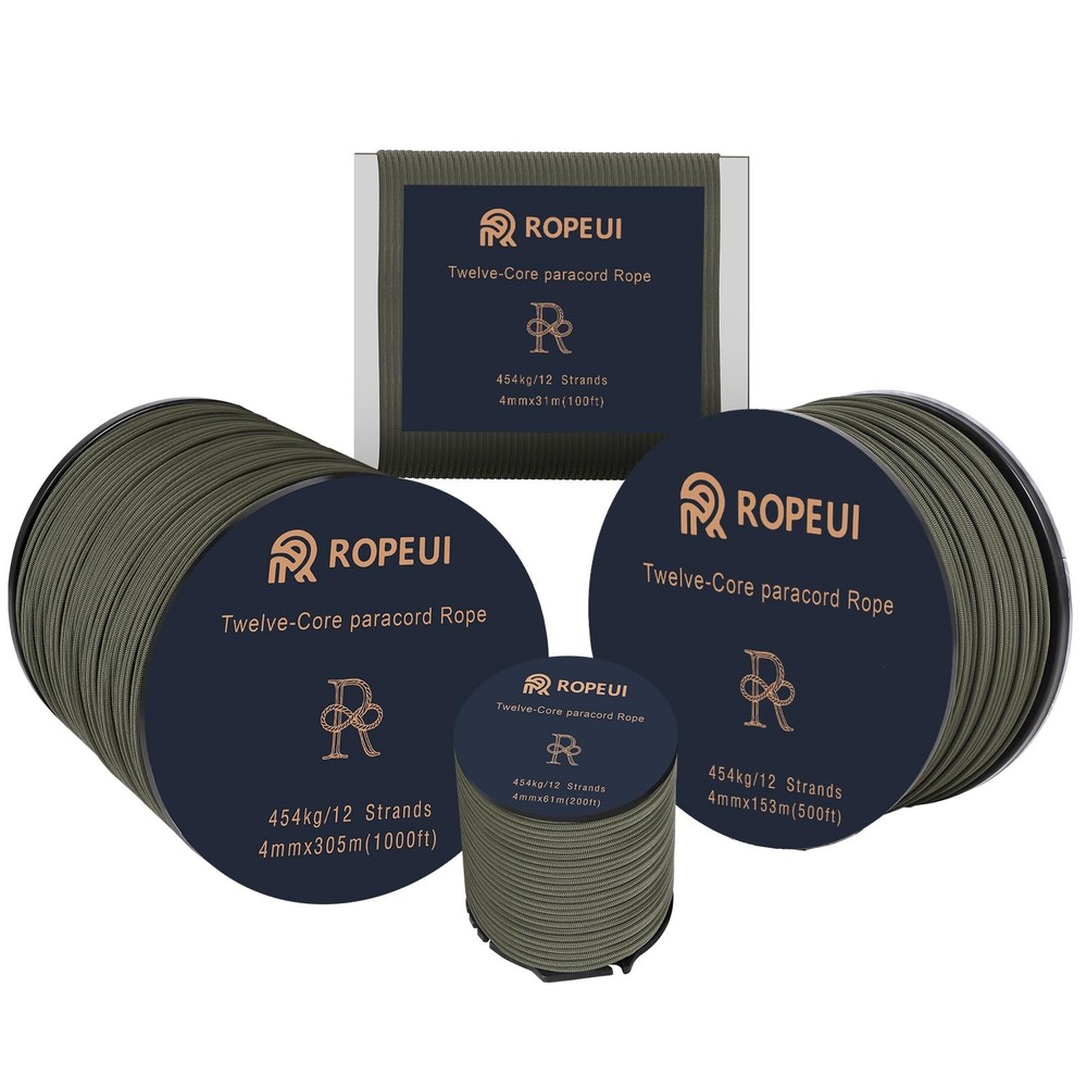 1000lb Paracord, 5/32″ (4mm) 12 Strand Nylon Tactical Parachute Cord, 100ft–1…