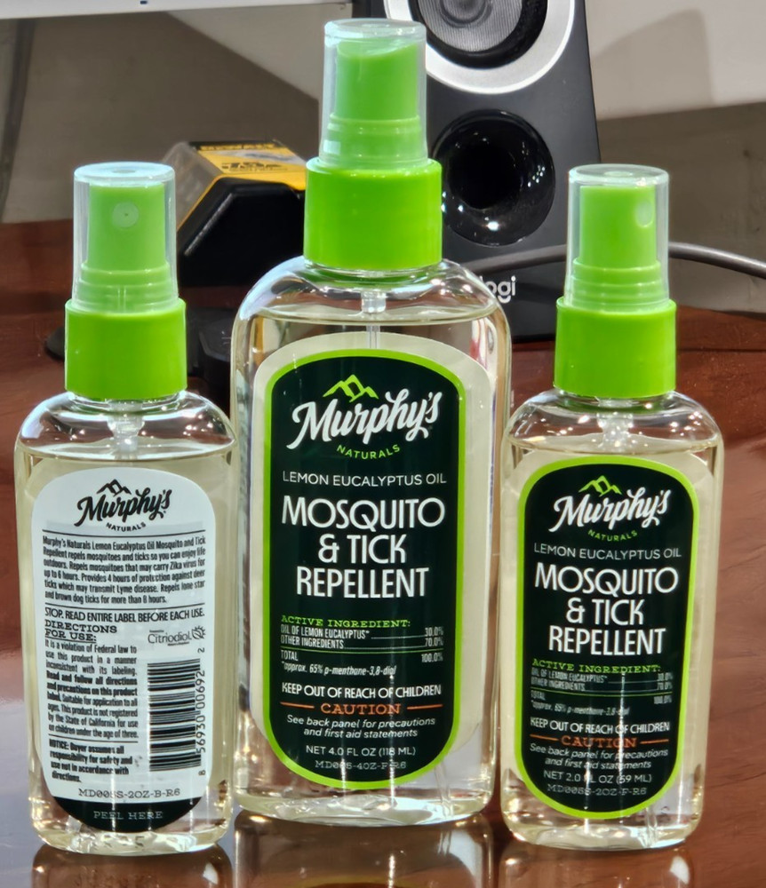 3 Murphy’s Naturals Lemon Eucalyptus Oil Mosquito & Tick Repellent Sprays NEW