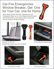 Lot of Two Car-Fire-Safety Emergency Hammer Window Breaker Seat Belt Cutter Tool