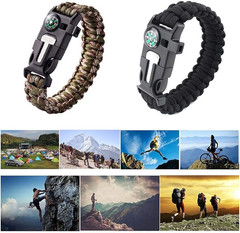 3x Paracord Bracelet Waterproof Outdoor Adjustable Survival emergency Knife Kit