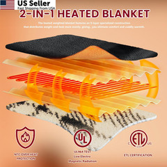 JKMAX Heated Electric Blanket Full Size – 72″x84″ Flannel 72×84, Black