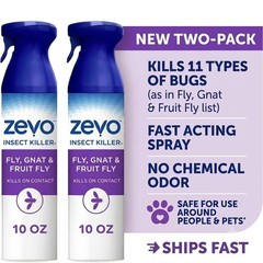 Brand New Zevo Flying Insect Killer Spray for Gnats & Mosquitoes 10 oz, 2 Pack