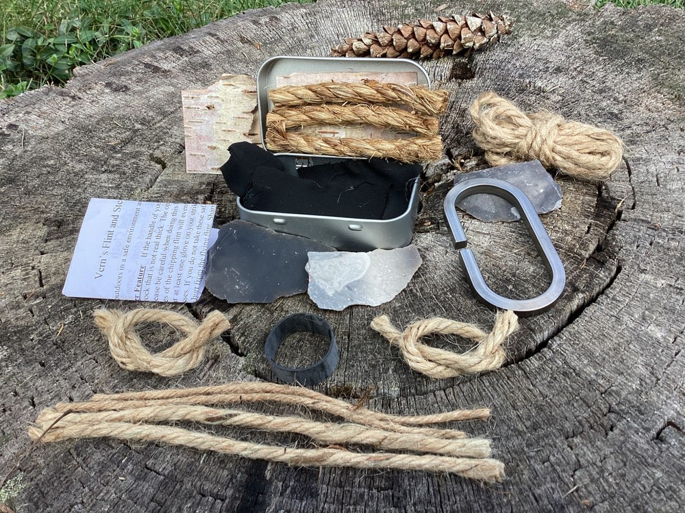 Complete English Flint and Steel Kit, Fire Starter W/ Flint Sharpener & Extras