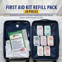 Travel Size Medicine Kit, 7 in 1 TSA Approved, 28 First Aid Emergency Packets