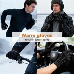 Qisan Adjustable Thermal Winter Gloves for Men | Fingerless Large, Black