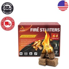 Natural Wood Fire Starters – 64 Waterproof Cubes for Indoor & Outdoor Use