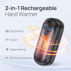 Rechargeable Hand Warmers – 2 Pack – 6000mAh Electric Hand Warmer – Blue