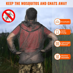 2 Pcs Mosquito Net Jacket with Hood & Gloves Breathable Mesh