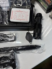 Waterproof Black Survival Kit w/ 140x210cm Blanket, Flashlight etc