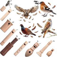9 Pcs Wooden Bird Call Set for Birdwatchers, Nature Lovers, Realistic Sound