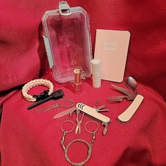 WILDERNESS SURVIVAL KIT 16 Pc knife flashlight cord waterproof camping Emergency
