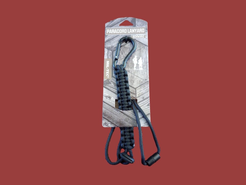 2.6m Paracord Neck Lanyard with Carabiner Quick Release Fastener Green / Black