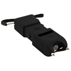 Rechargeable Stun Gun LED Flashlight Portable Self Defense Device Black