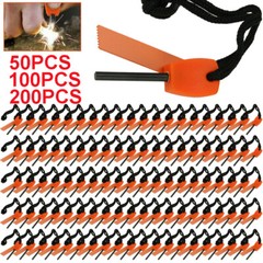 Lot 200 Flint Fire Starter Magnesium Rod Scraper Emergency Survival Kits Lighter