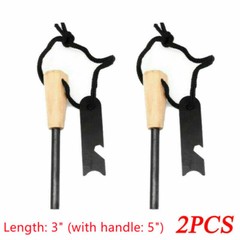 2Pc Fire Starter Flint Steel Striker Survival Kit Ferro Rod Outdoor Camping Tool