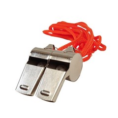 Set 2 Stainless Steel Loud Sport Football Coach Referee Teacher Lanyard Whistles