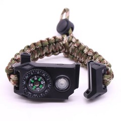 Fashion Men Outdoor LED Light Survival Umbrella Rope SOS Bracelet Emergency.