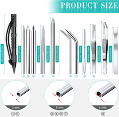 14 Pieces Paracord Tools Needles Paracord FID Set Stitching Set Stainless Steel