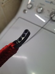 Survival/Fashion Paracord Bracelet With Shackle Adjustable Latch Red/Black NICE!