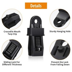 Outus 20 Pcs Tarp Clip Crocodile Mouth Multipurpose Secures 20 Pieces, Black