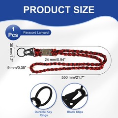 Paracord Lanyard Strong Lanyard with USA Flag Red Black Camouflage