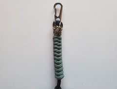 FSC Lanyard UV Reactive Blue & Brown Paracord 550 w/ German Shepherd Bead & Clip