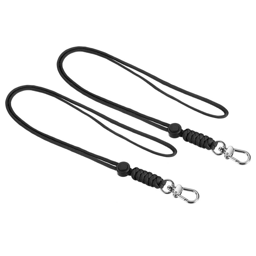2pcs 19″ Paracord Lanyard Clasp Necklace Badge Holder Strap Keychain Cord, Black