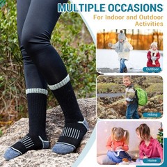 Eocom Kids Merino Wool Hiking Socks Toddlers 4-7 Years, Black/Grey/Blue/Brown