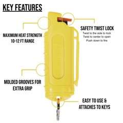 Police Magnum pepper spray .50oz yellow molded keychain self defense security