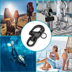 2 PCS Black Snap Shackle 316 Stainless Steel Swivel Eye Quick Release Hook