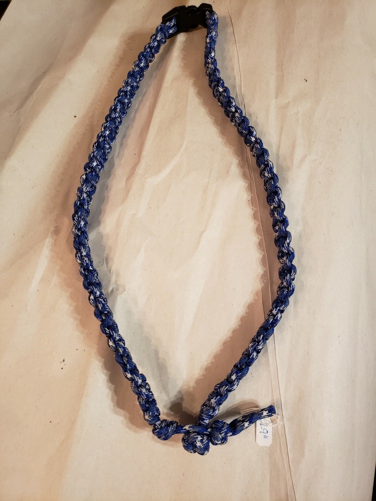 NEW- Neck Lanyard w/break-away clip-Handmade- Paracord 550- White/ Blue/Gray-29″