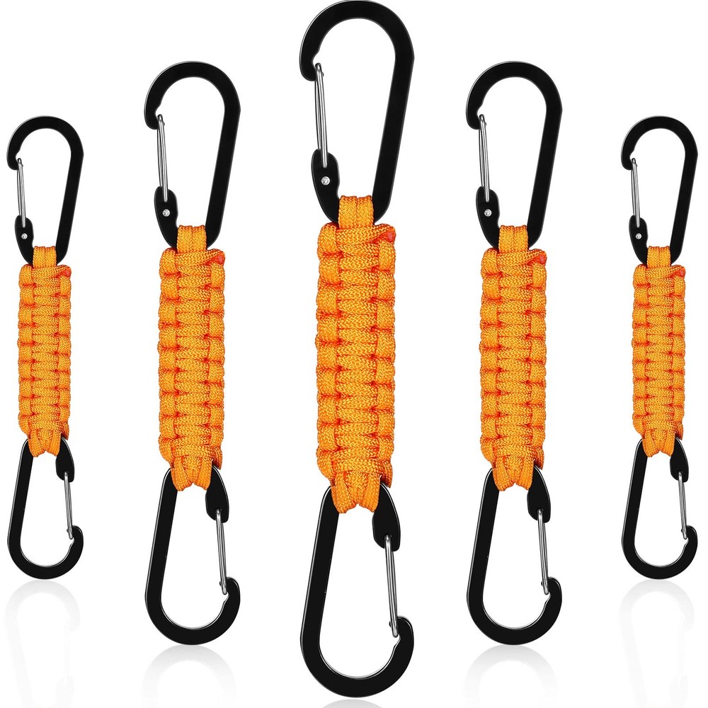 5 Pcs Heavy Duty Paracord Keychain Carabiner Clip Braided Lanyard Key Chain