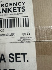 Swiss Safe 75 emergency blankets 52x82” Thermal Blankets