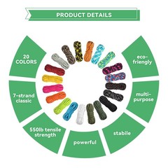 Paracord Set 20 Pieces 550 Paracord Cords & 20 Colorful Buckles DIY Bracelets…