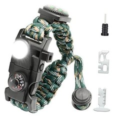 20 in 1 Survival Paracord Bracelet Adjustable Gear Kit with Mountain Camo 1PC