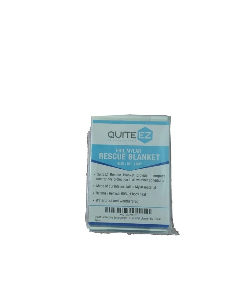 Emergency Insulation Foil Mylar Rescue Blanket 52″x84″ Quite EZ. FREE SHIPPING!