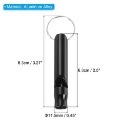 Emergency Whistle, 6pcs Safety Survival Whistles for Camping Hiking, Black