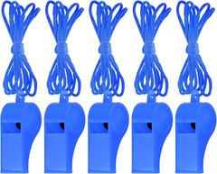 5 Pcs Referees Loud Plastic Emergency Whistle with Lanyard for Outdoor Activitie