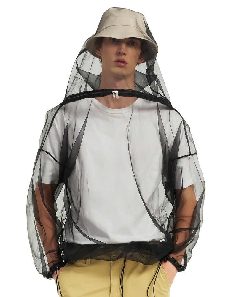Outdoor Mosquito Jacket Mesh Net Bug Hooded Suit Body Protection