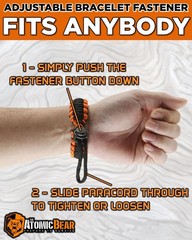 Atomic Bear Paracord Bracelet (2 Pack) – 10 5 inch, Black, Black+Orange