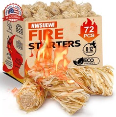 72PCS Fire Starters for Campfires Grill BBQ Camping Fireplace Fire Pit, Quick Li