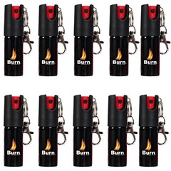 BURN Pepper Spray Bulk 10 Pack .50oz Mini Keyring Keychain Self Defense Security
