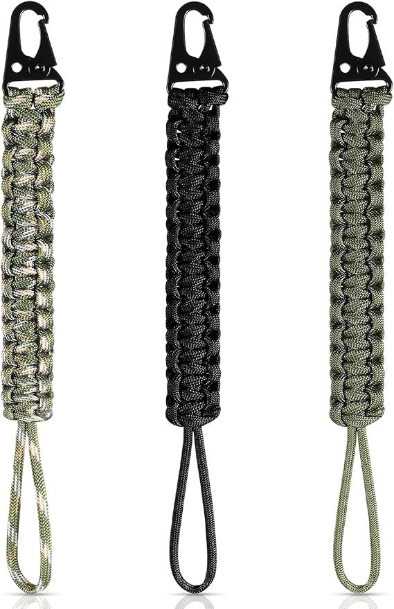 3Pcs Heavy Duty Braided 550 Paracord Neck Lanyard Keychain for Men Women Outdoor