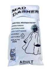 Mad Dasher Vintage Adult White Adjustable Hood Rain Poncho Dura Tuff Golf Bag